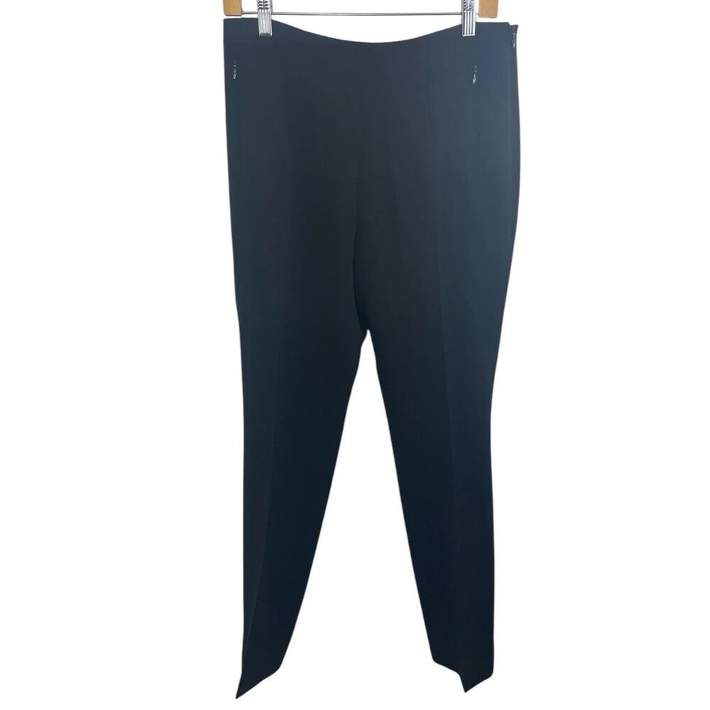 Akris Black Women's Pants 8 Wool High Rise Career Quiet Luxury Trousers Work